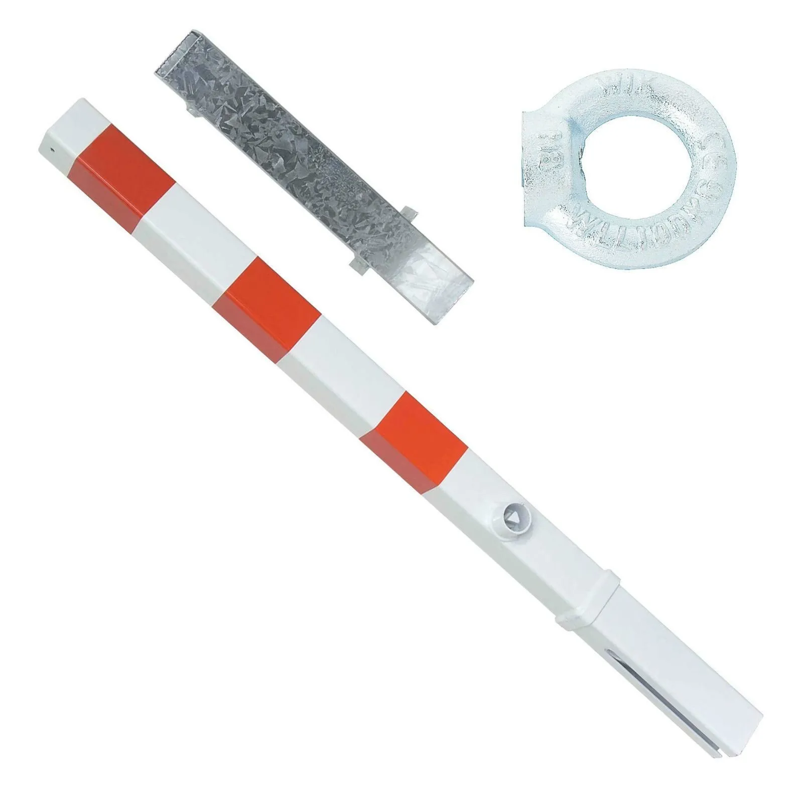 Absperrpfosten 70 x 70 mm, mit 0,1 oder 2 Ösen, herausnehmbar, Dreikantverschluß