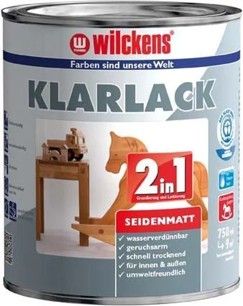 Wilckens Klarlack 2in1, 750 ml seidenmatt (Inhalt: 0.75 Liter - 16.56 € / 1 Liter)