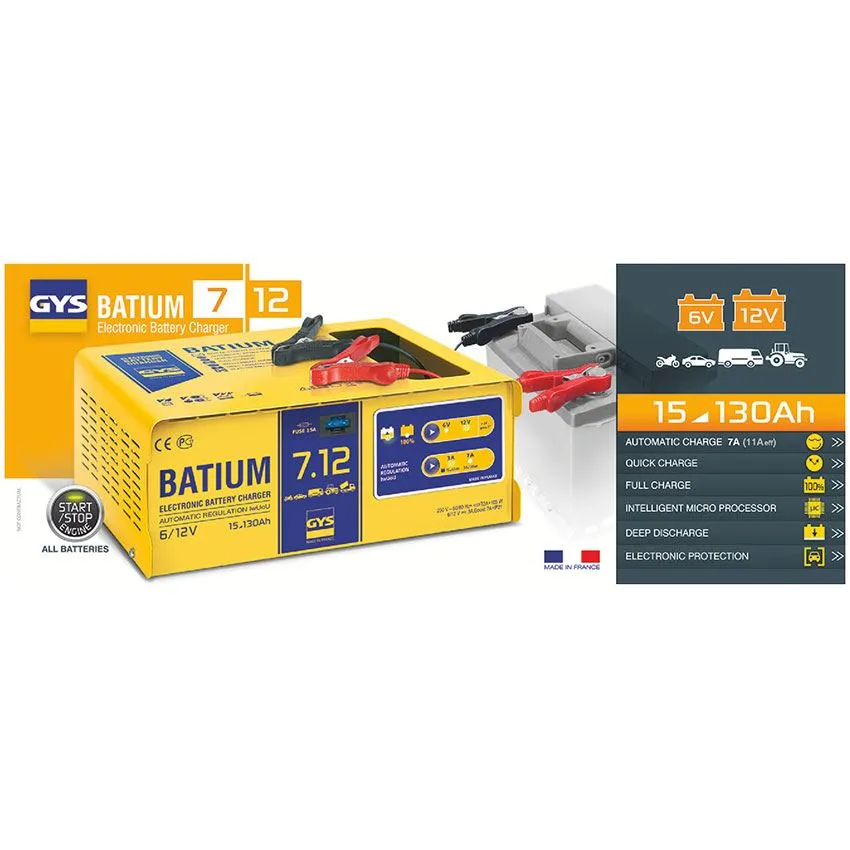 GYS BATIUM 7 12 024496 automatisches Batterieladegerät mit Mikroprozessor