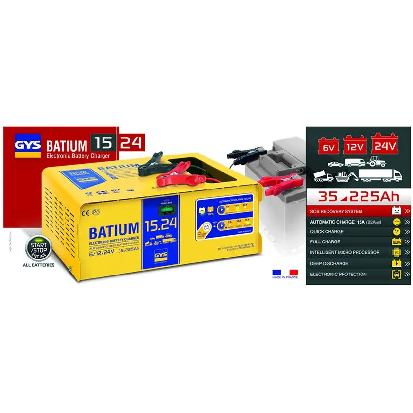 GYS BATIUM 15 24 024526 automatisches Batterieladegerät mit Mikroprozessor