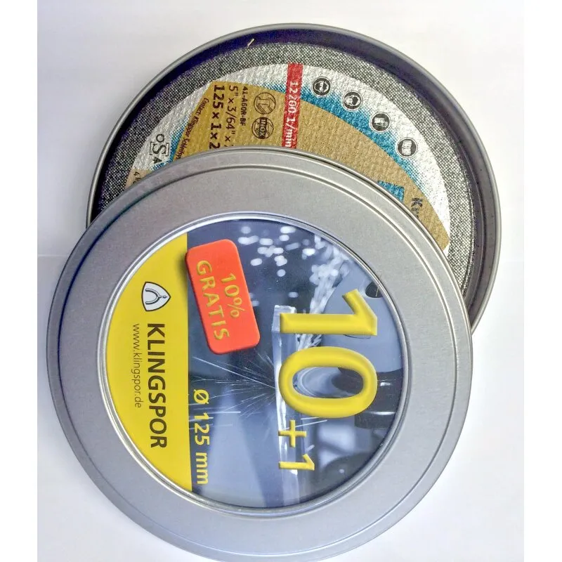 10+1 Stück Trennscheibe 125 x 1,0mm in Blechdose