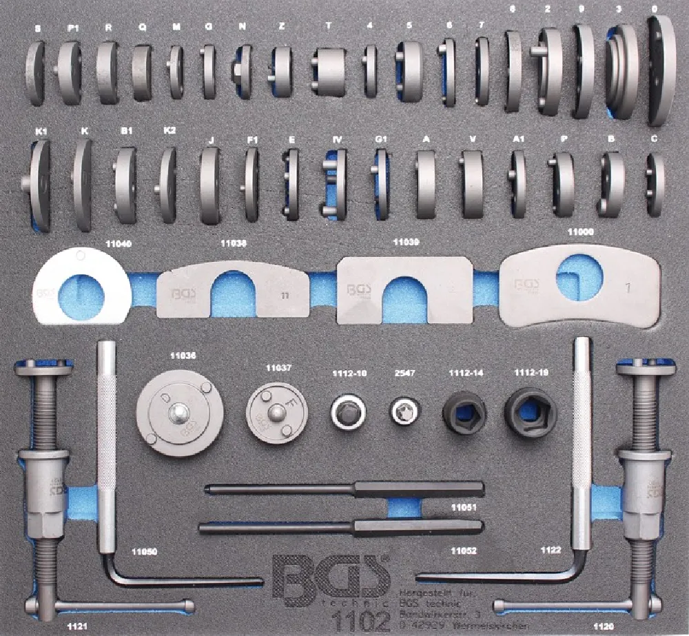 BGS Werkstattwageneinlage 2/3: Bremskolben-Rückstell-Satz | 50-tlg. – 1102