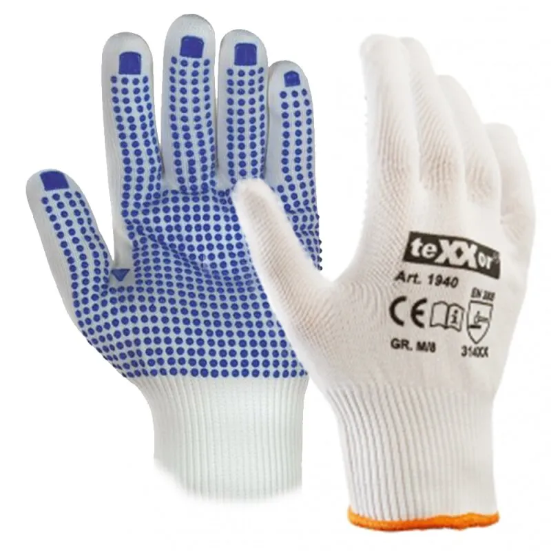 12 Paar Strickhandschuh mit Noppen 1940 TeXXor Größe 6