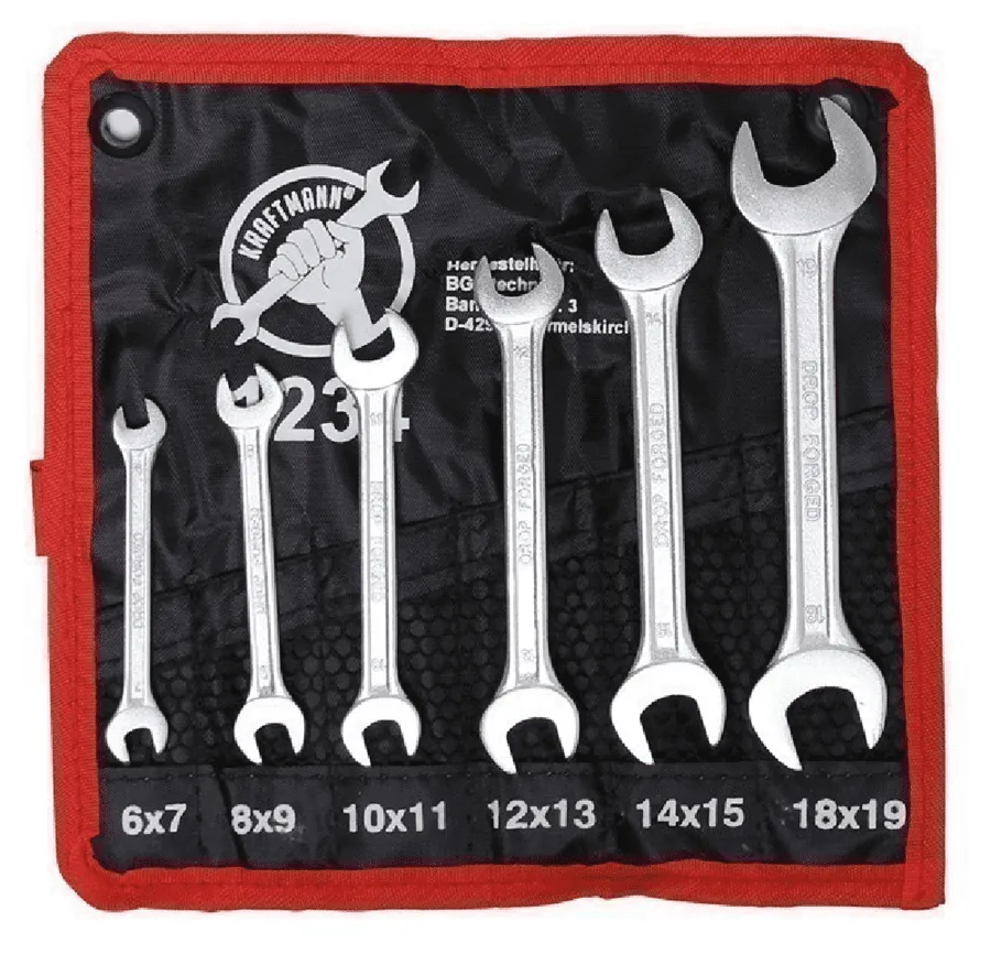 BGS DIY Doppel-Maulschlüssel-Satz | SW 6 x 7 - 18 x 19 mm | 6-tlg. – 1234