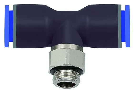 RIEGLER T-Steckverschraubung drehbar Blaue Serie Kunststoff Ø 8mm O-Ring