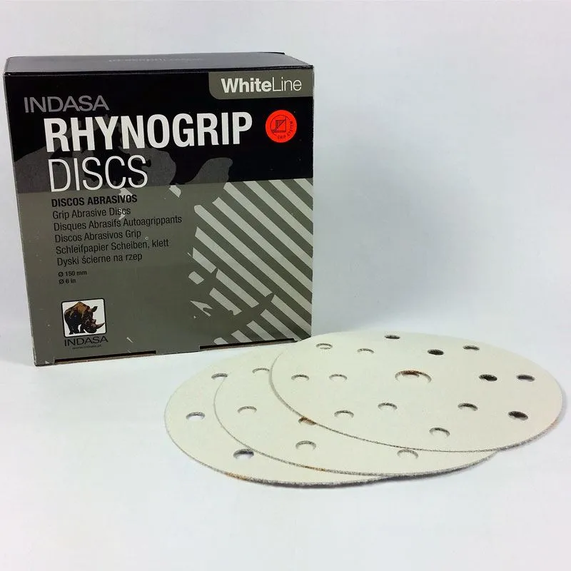 INDASA Klett Schleifscheiben WHITE LINE Ø 150mm 15Loch P40 bis P600 je 50 Stück
