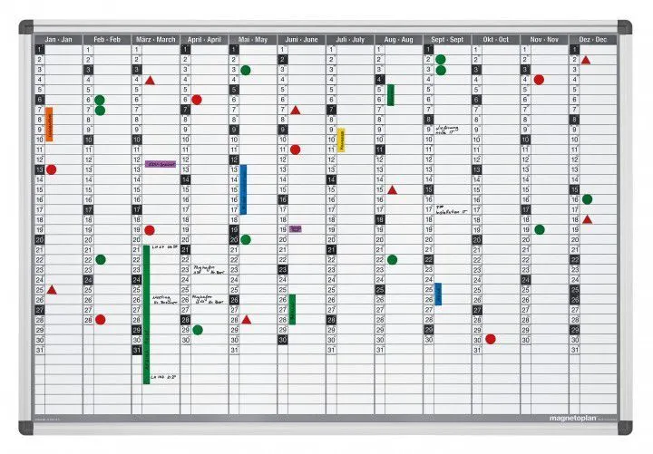 Magnetoplan Jahresplaner 12x37 FelderAbm. 920 x 625 mm