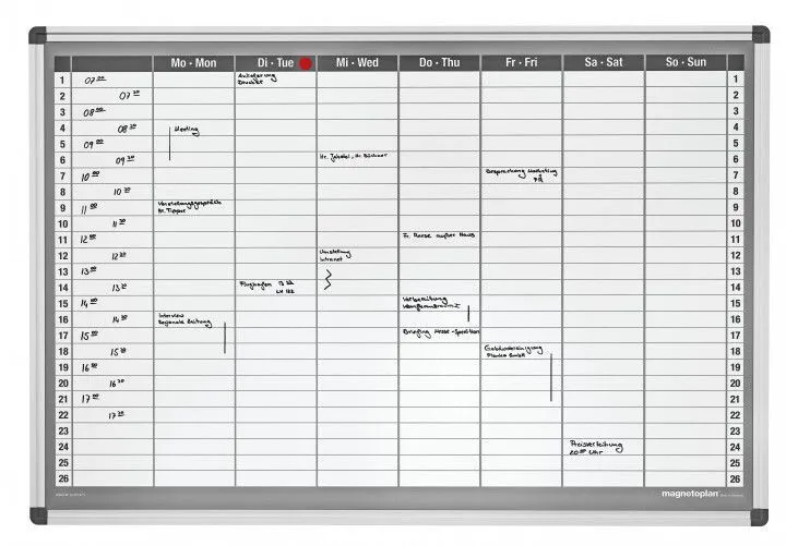 Magnetoplan Wochenplaner 8x26 Felder Abm. 920 x 625 mm
