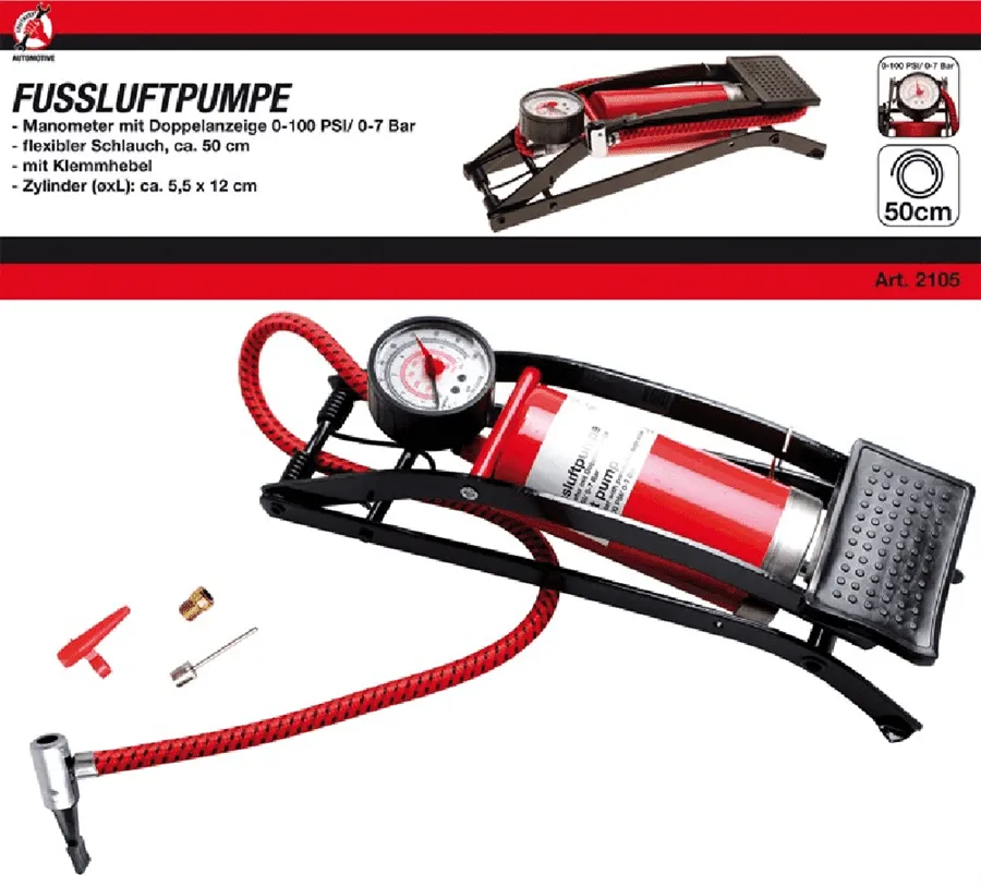 BGS DIY Fußluftpumpe | 0 - 7 bar – 2105