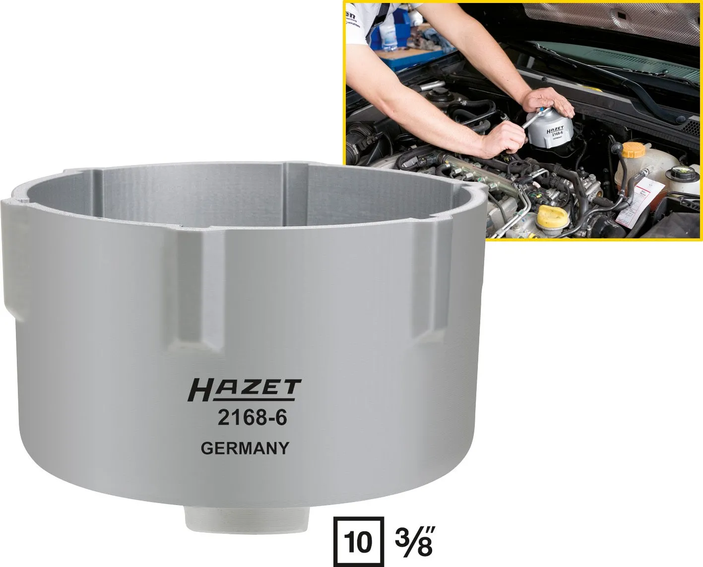 HAZET Kraftstoff-Filter-Lösewerkzeug 10mm 3/8 Zoll Rillenprofil 2168-6