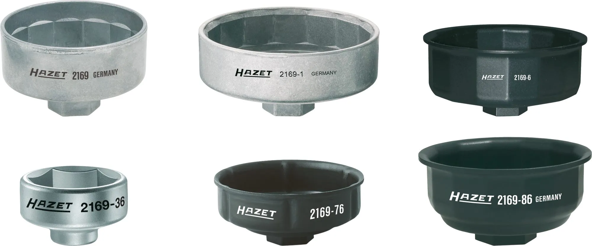 HAZET Ölfilter-Schlüssel Satz 10mm 3/8 Zoll 12,5mm 1/2 Zoll Außen-Sechskant 6-teilig 2169/6