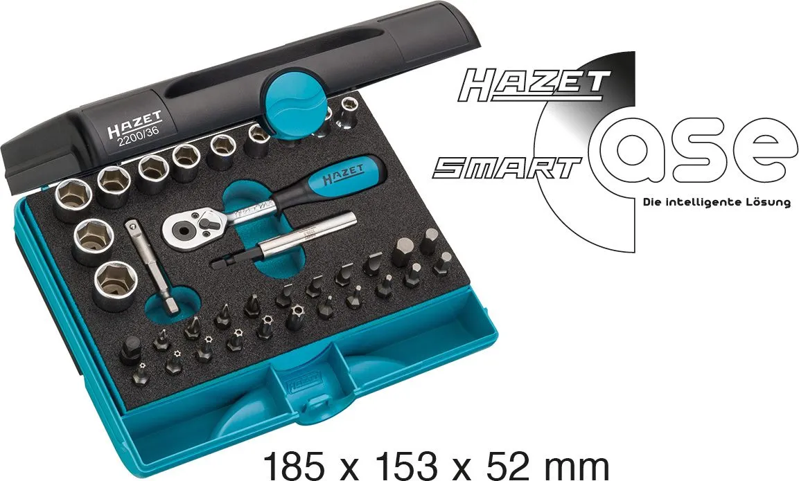 HAZET Steckschlüsselsatz Vierkant 6,3mm 1/4 Zoll Bits TORX® 36-teilig 2200/36