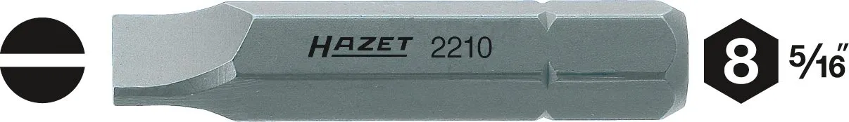 HAZET Bit- Sechskant massiv 8 (5/16 Zoll) - Schlitz Profil 2210-10