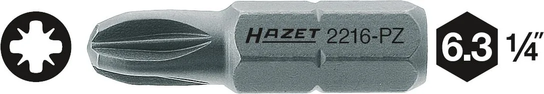 HAZET Bit Sechskant massiv 6,3 1/4 Zoll Pozidriv Profil PZ 2216-PZ1