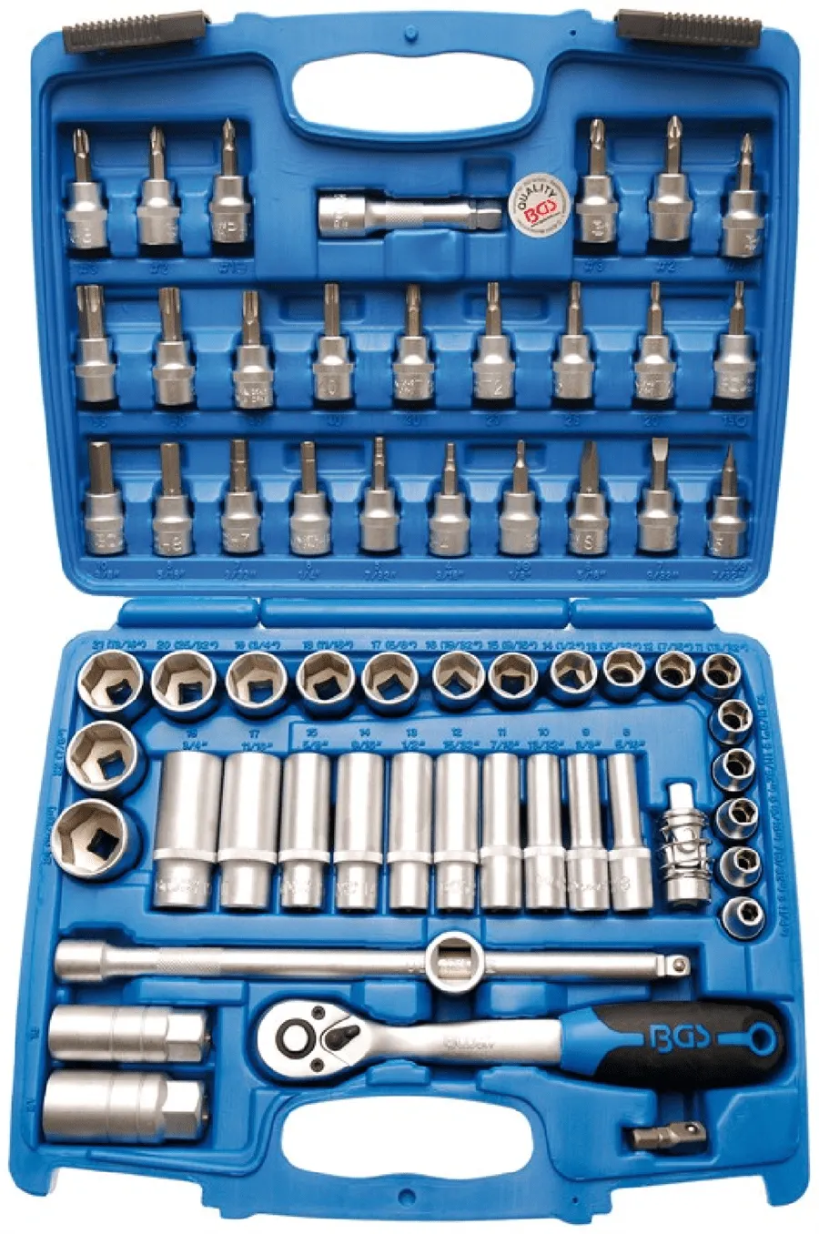 BGS Steckschlüssel-Satz Sechskant | Antrieb 10 mm (3/8") | 61-tlg. – 2218