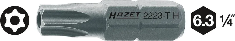 HAZET Bit Sechskant massiv 6,3 1/4 Zoll Tamper Resistant TORX® Profil 2223-T27H