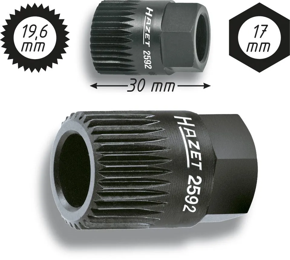 HAZET Keil(rippen)riemenscheibe-Adapter Außen-Sechskant 17mm Vielzahn 19.6 2592