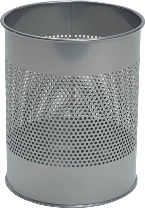 Papierkorb 15l H315xØ260mm Lochraster Metall epoxidharz.silber-metallic DURABLE
