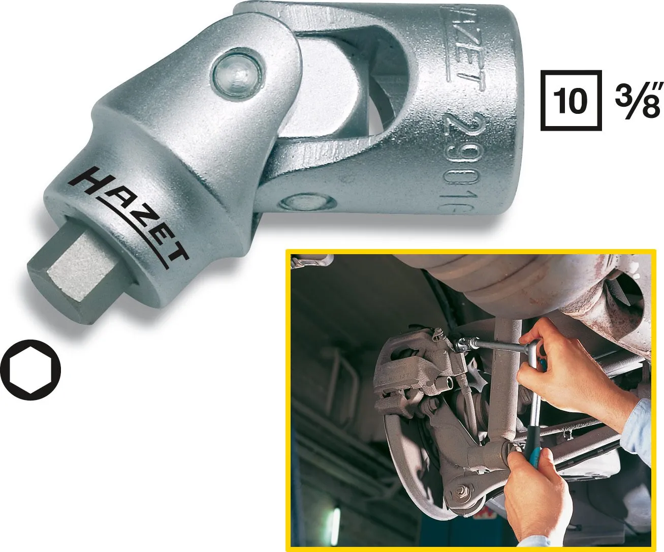 HAZET Bremssattel-Gelenkeinsatz 10mm 3/8 Zoll Innen-Sechskant 7 2901G-7