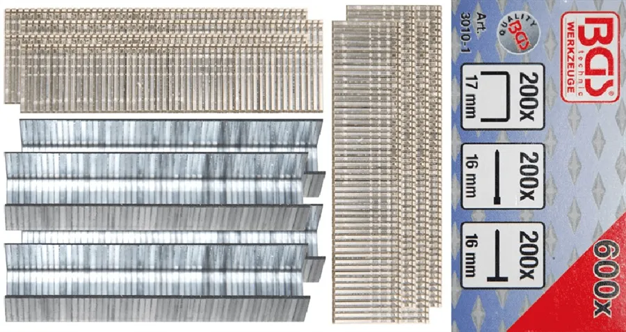 BGS Klammer-, Bolzen und Nagel-Sortiment | 600-tlg. – 3010-1
