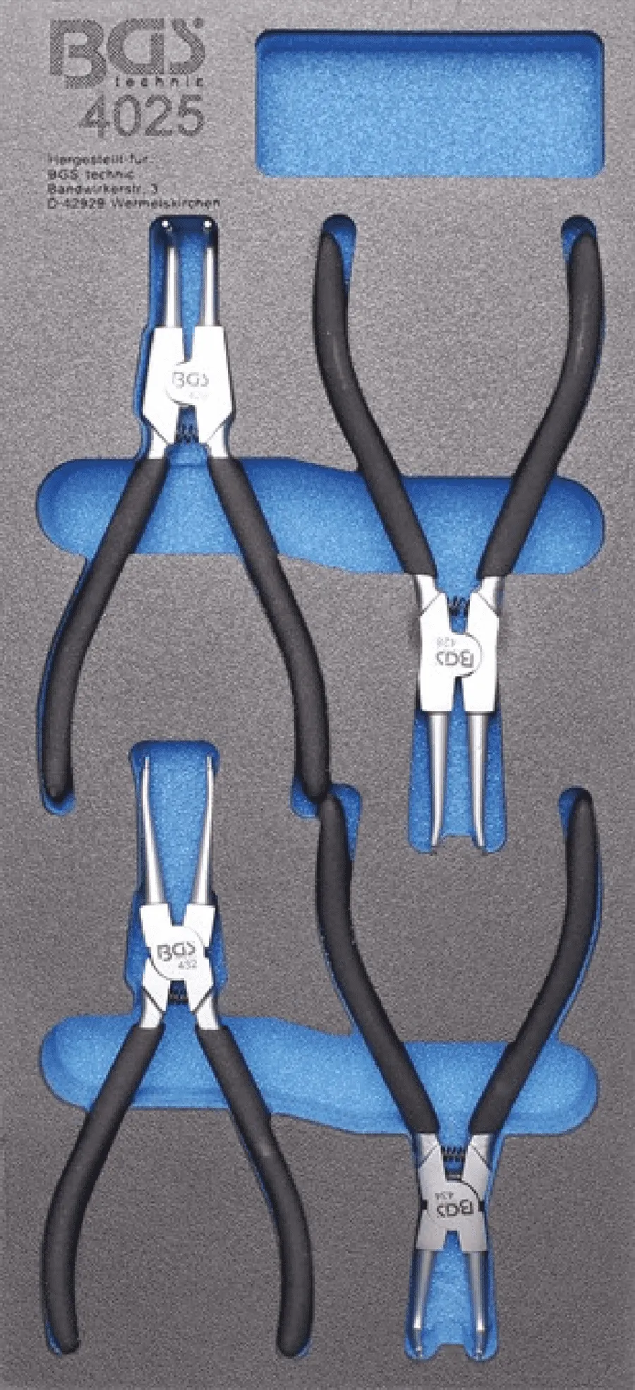 BGS Werkstattwageneinlage 1/3: Sprengringzangen-Satz | 4-tlg. – 4025