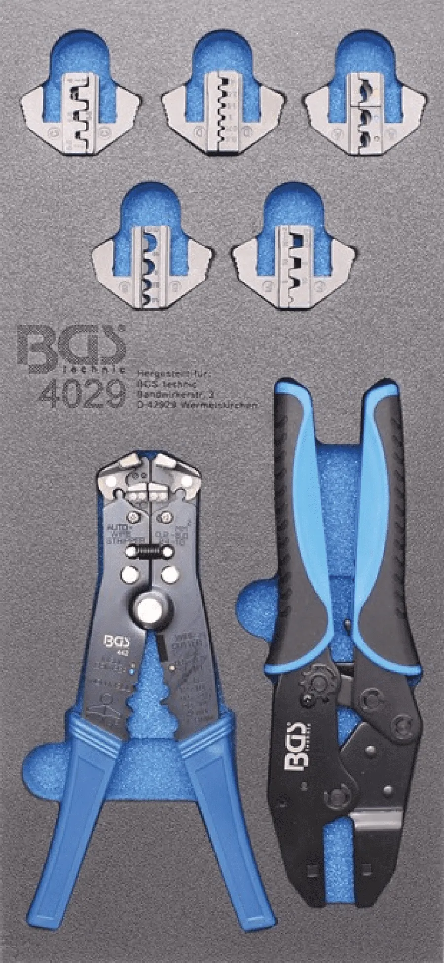 BGS Werkstattwageneinlage 1/3: Crimp- und Abisolierzangen | 12-tlg. – 4029