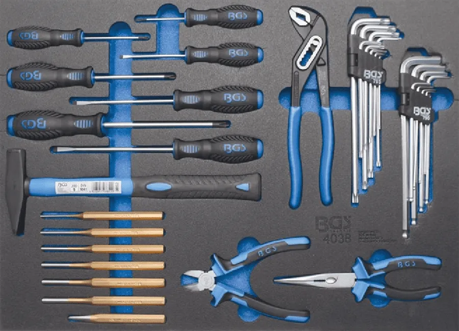 BGS Werkstattwageneinlage 3/3: Hammer-, Zangen-, Schraubendreher-Satz | 36-tlg. – 4038