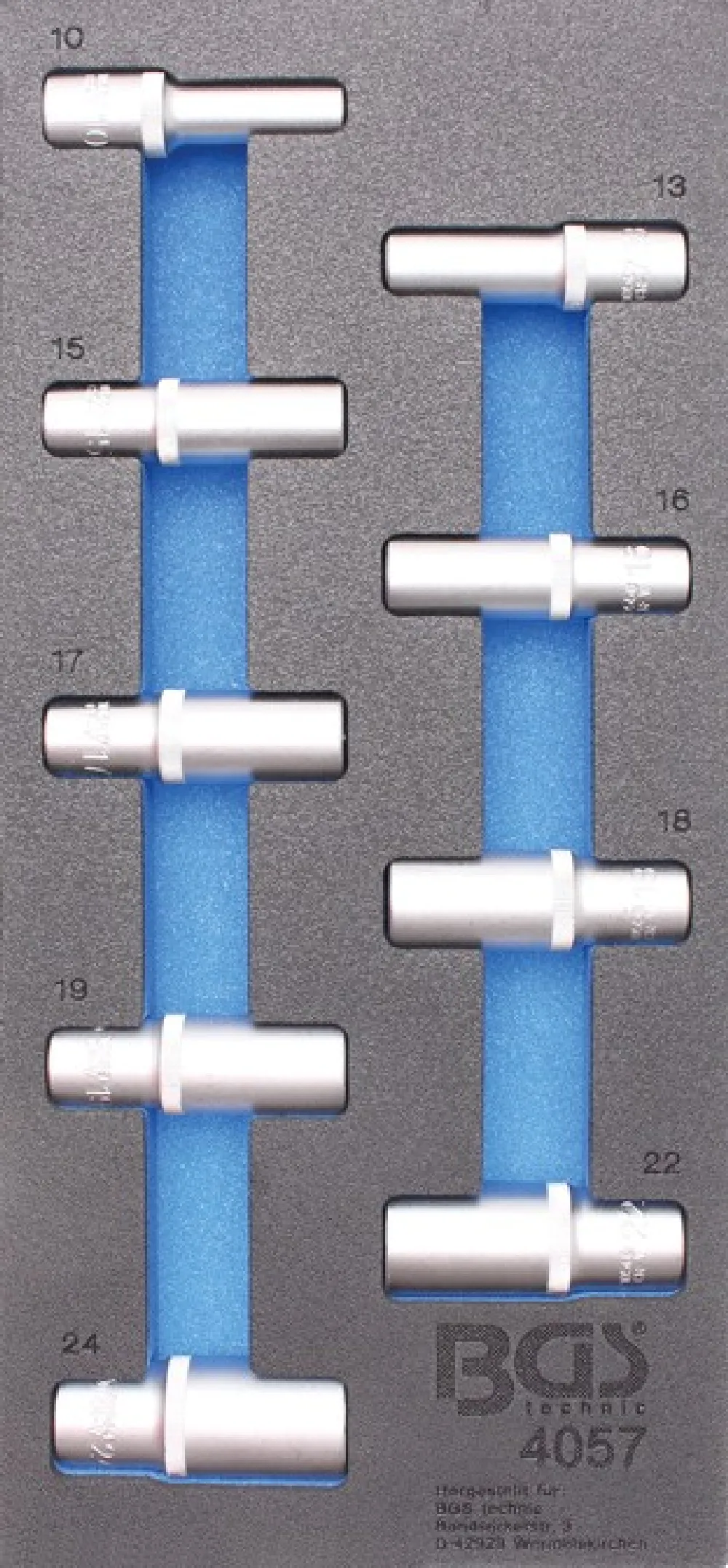 BGS Werkstattwageneinlage 1/3: Steckschlüssel-Einsätze Sechskant | tief | 9-tlg. – 4057