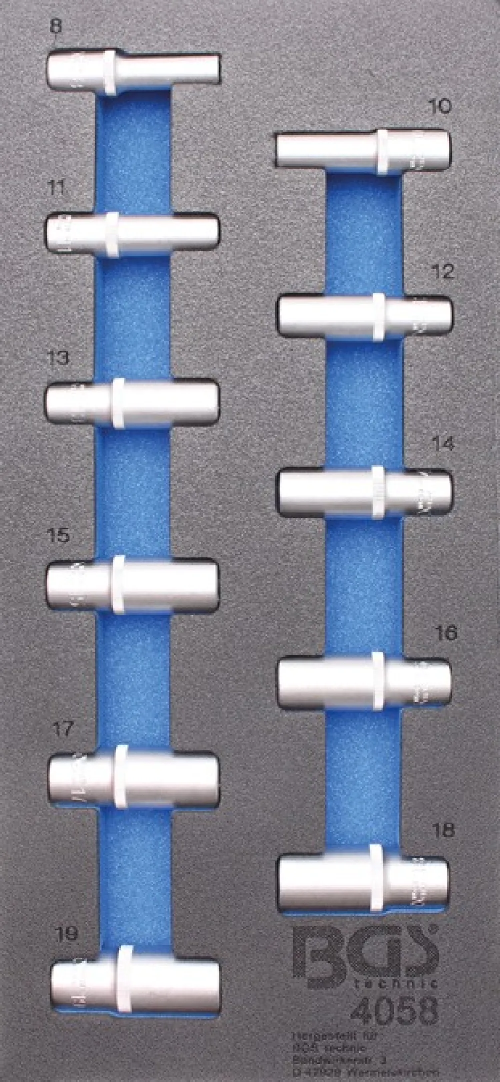 BGS Werkstattwageneinlage 1/3: Steckschlüssel-Einsätze Sechskant | tief | 11-tlg. – 4058