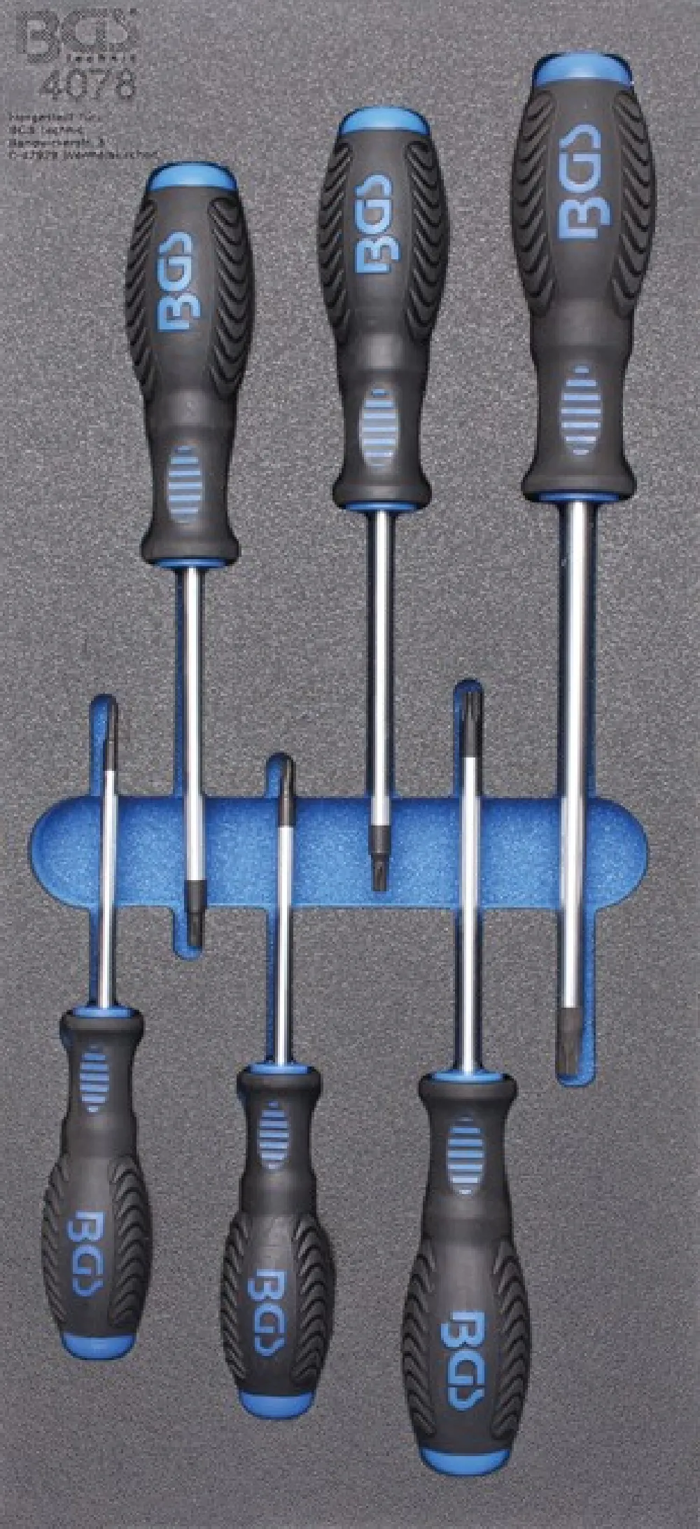 BGS Werkstattwageneinlage 1/3: Schraubendreher T-Profil (für Torx) | 6-tlg. – 4078
