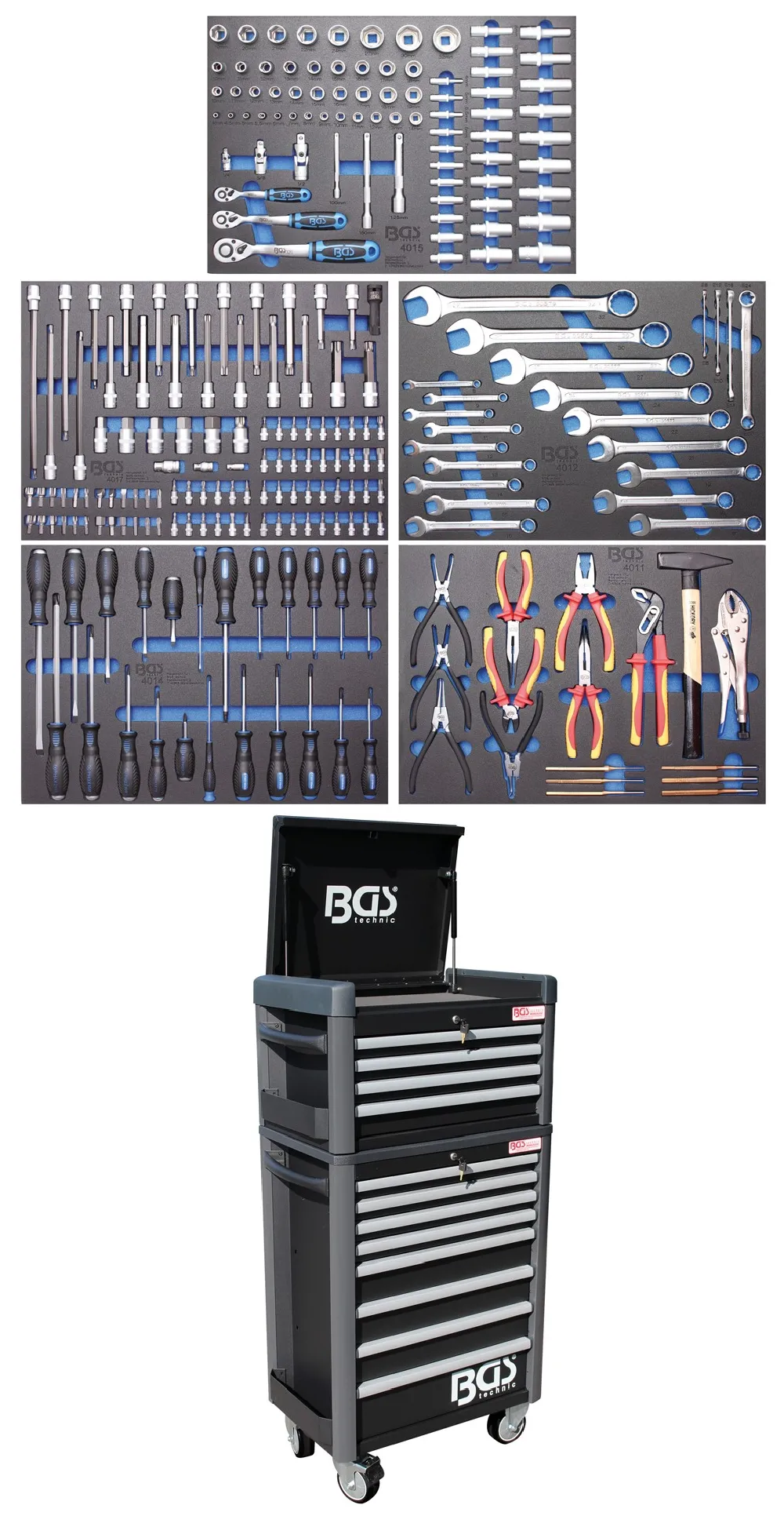 BGS Werkstattwagen Profi Standard Maxi | mit 263 Werkzeugen – 4088