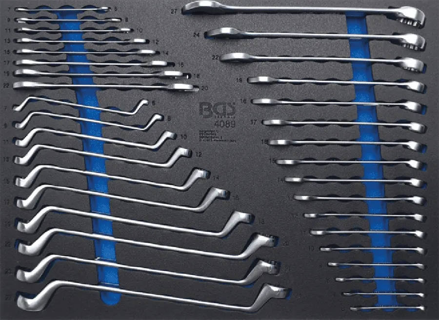 BGS 4089 Werkstattwageneinlage 3/3: Maulschlüssel / Ringschlüssel 35-teilig