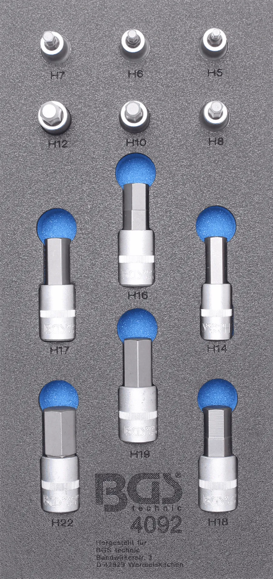 BGS Werkstattwageneinlage 1/3: Bit-Einsatz-Satz | Innensechskant | 12-tlg. – 4092