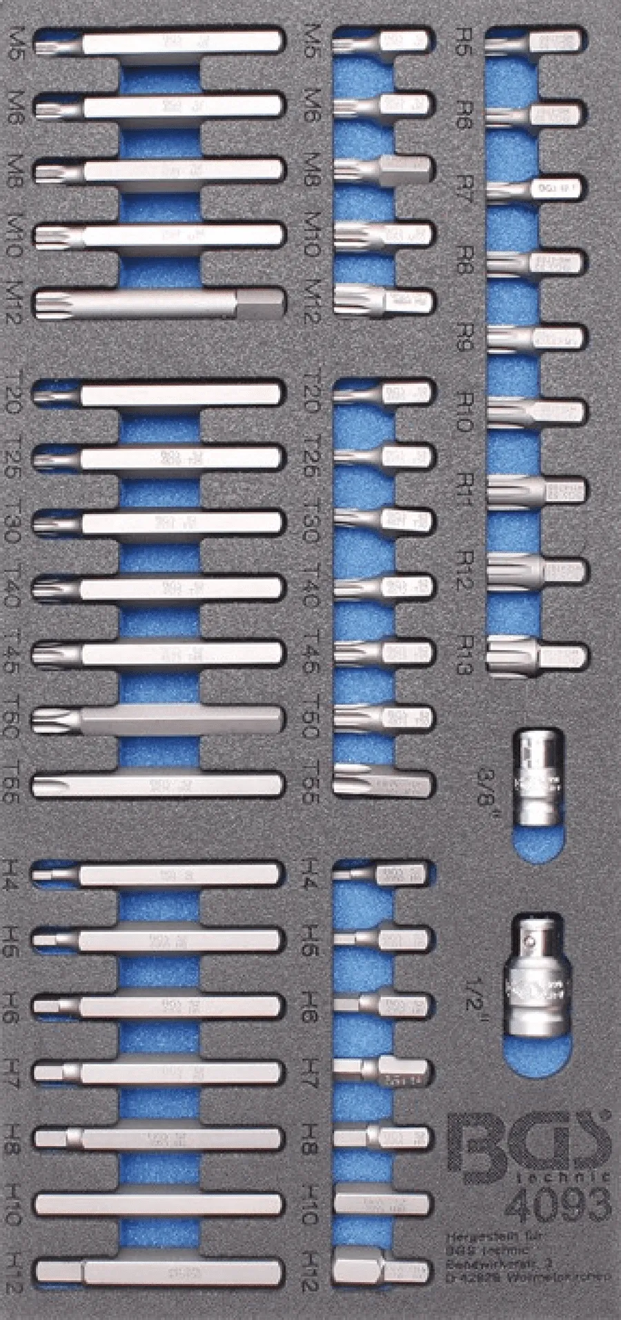 BGS Werkstattwageneinlage 1/3: Kombi-Bit-Satz | 49-tlg. – 4093