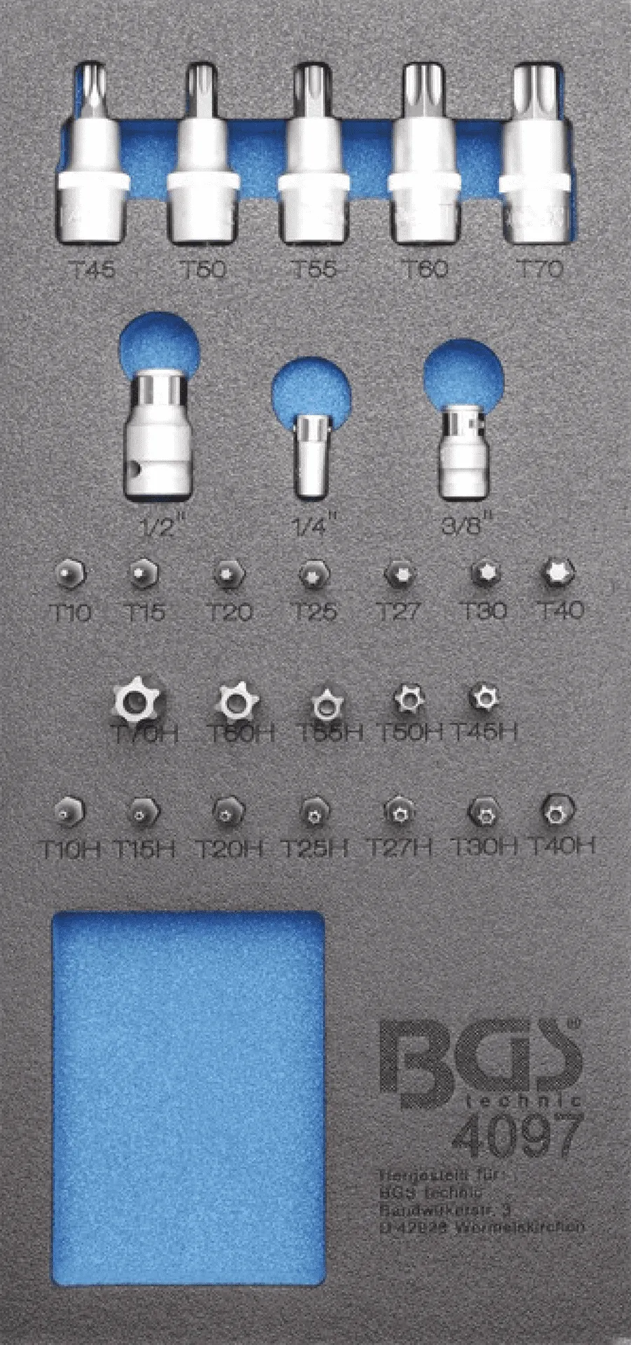 BGS Werkstattwageneinlage 1/3: Bit- und Bit-Einsatz-Sortiment | 27-tlg. – 4097