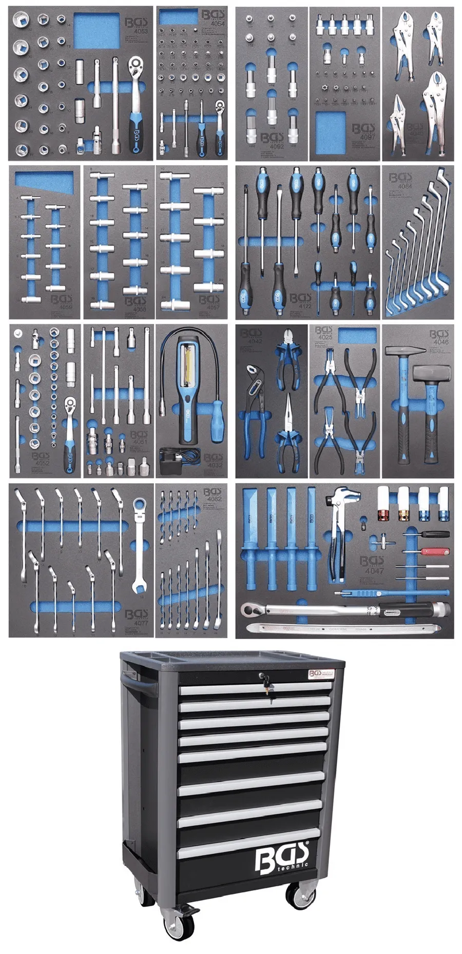 BGS Werkstattwagen Profi Exclusive | mit 259 Werkzeugen – 4114