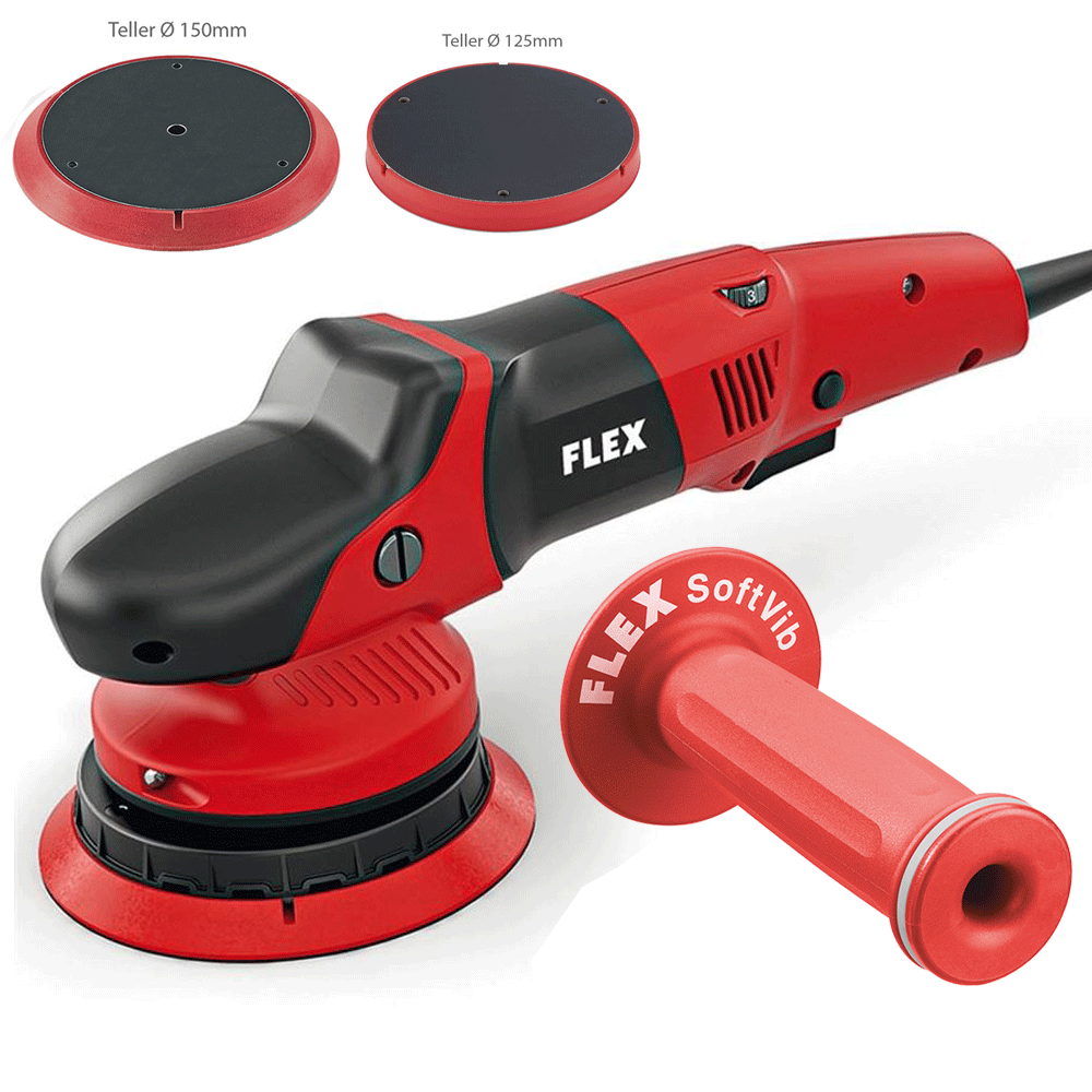 FLEX Exzenterpolierer XFE 7 15 150 Poliermaschine 418.080 2x Teller 1x Griff SoftVib