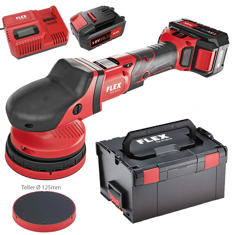 FLEX XCE 8 125 18 EC 5.0 Set Akku Exzenterpolierer 438.413 Poliermaschine ersetzt XC 3401 322008
