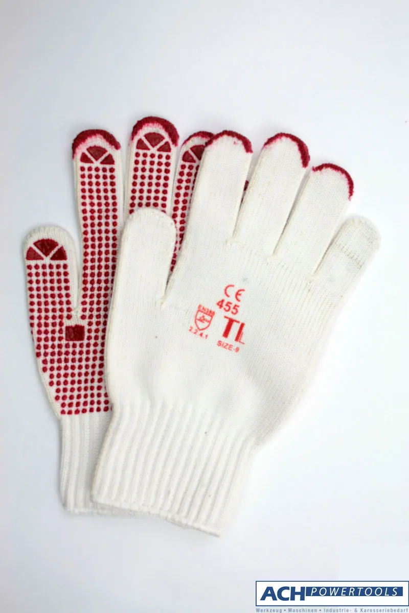 ACH Strickhandschuh aus Polyamid-Baumwolle Handfläche mit roten Noppen Größe 9/L 500030L