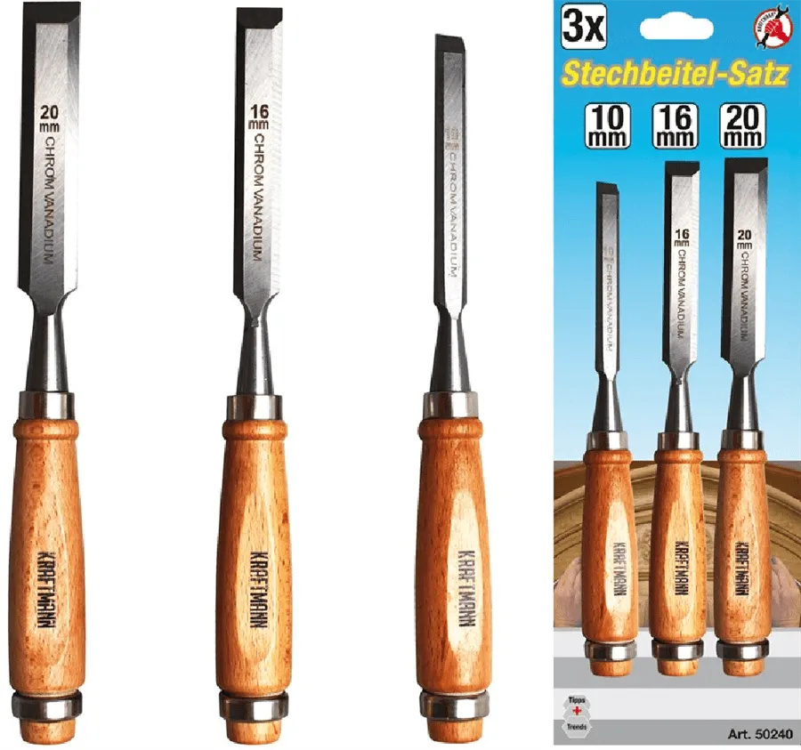 BGS DIY Stechbeitel-Satz | 10 / 16 / 20 mm | 3-tlg. – 50240