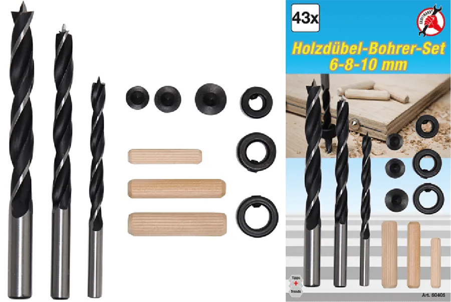 BGS DIY Holzdübel-Bohrer-Satz | 6 - 10 mm | 43-tlg. – 50405