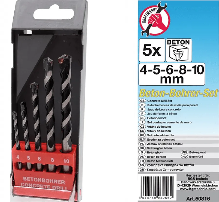 BGS DIY Betonbohrer-Satz | 4 - 10 mm | 5-tlg. – 50816