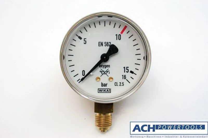 ACH Ersatzmanometer 1/4" ISO 5171 Arbeitsmanometer Sauerstoff 0 - 16 bar 525072