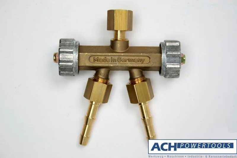 ACH Doppelentnahmeventil für Azetylen 3/8'' li. Tüllen 9 mm 525081