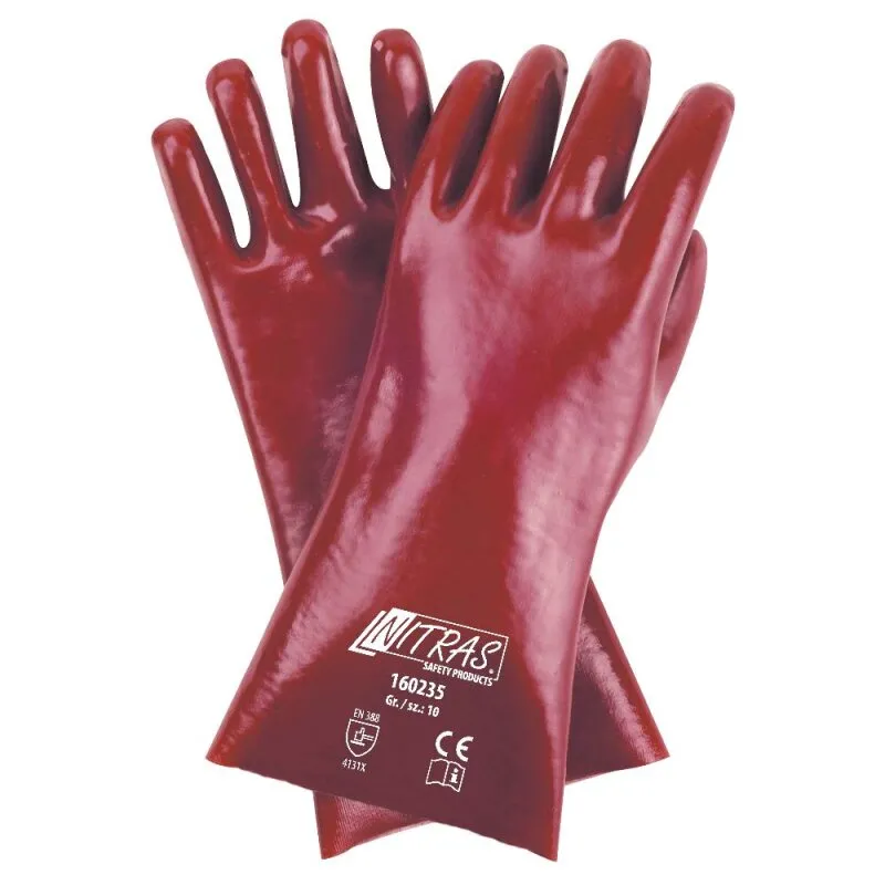 60 Paar PVC-Handschuhe, rot, vollbeschichtet, EN 388 Größe 10 Nitras 35 cm