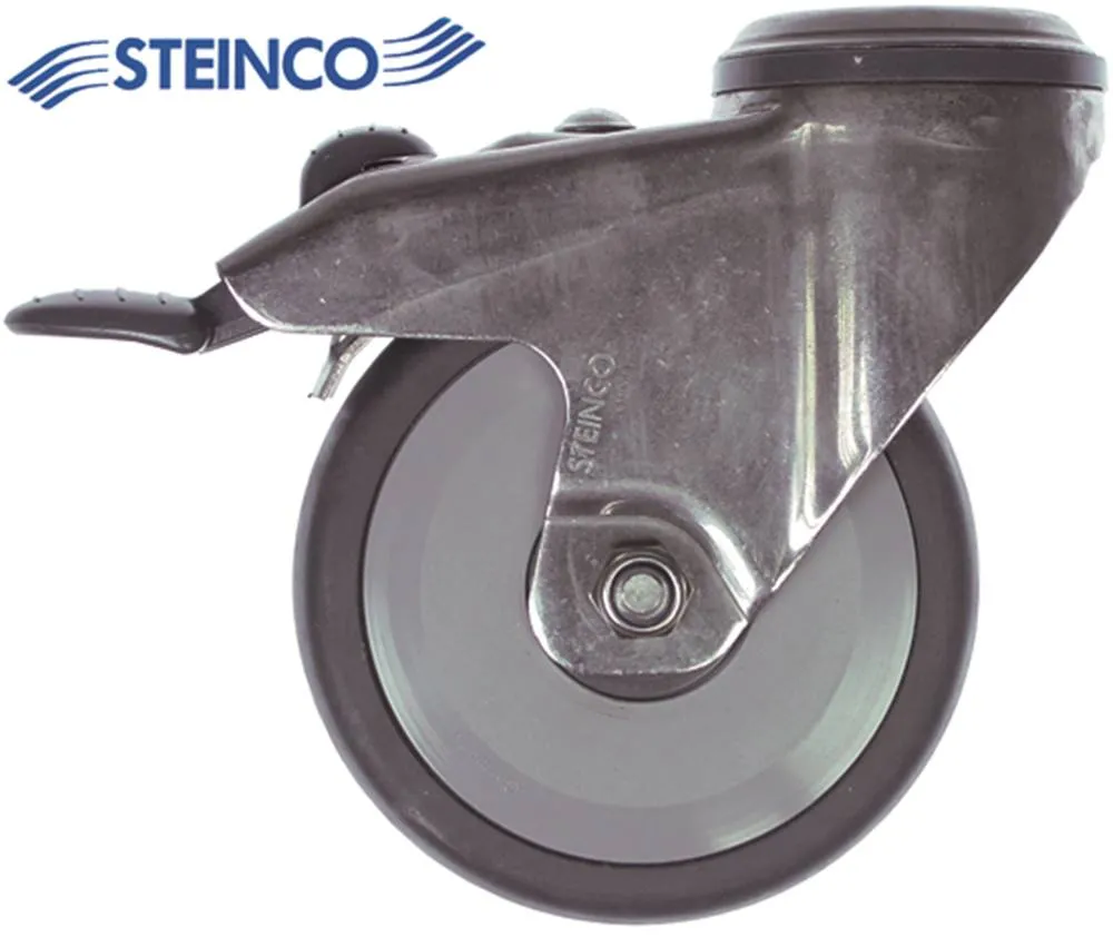 Lenkrolle Tragfähigkeit 100kg Loch 10,5mm mit Totalfeststeller 100mm