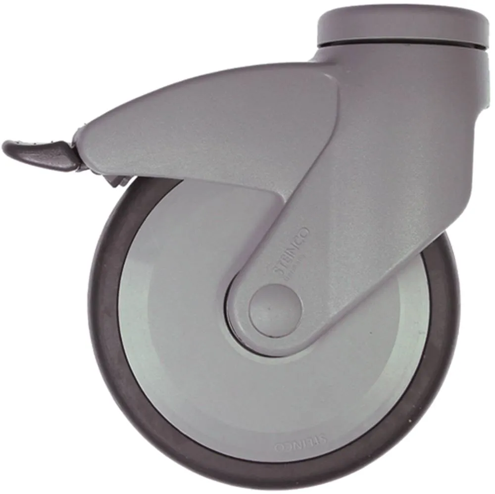 Lenkrolle mit Totalfeststellerø 125mm Rückloch mit Totalfeststeller