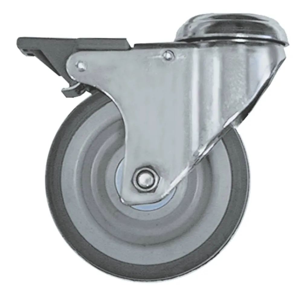 Lenkrolle Loch 12mm verchromt mit Totalfeststellerø 125mm Rückloch