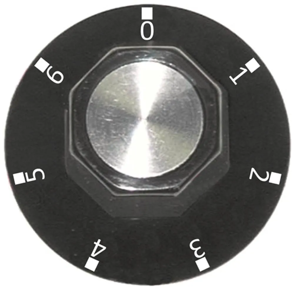 Knebel schwarz ø 50mm für Achse 6x4,6mm mit Abflachung unten 7-Takt