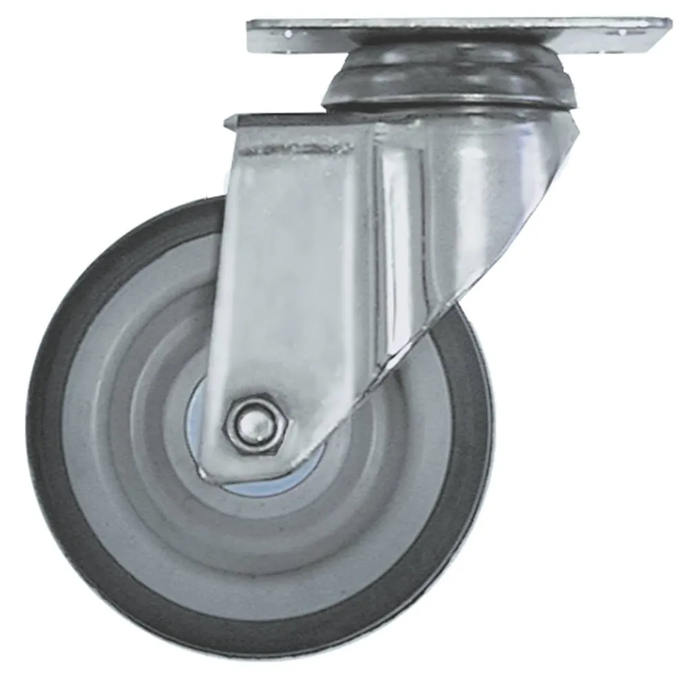 Lenkrolle Plattenbefestigung Breite 30mm ø 100mm Stahlblech verchromt